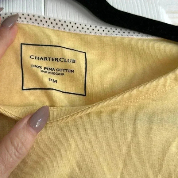 Charter Club | π― Prima Cotton | Yellow 3/4 Sleeve Shirt | size PM - Picture 2 of 4